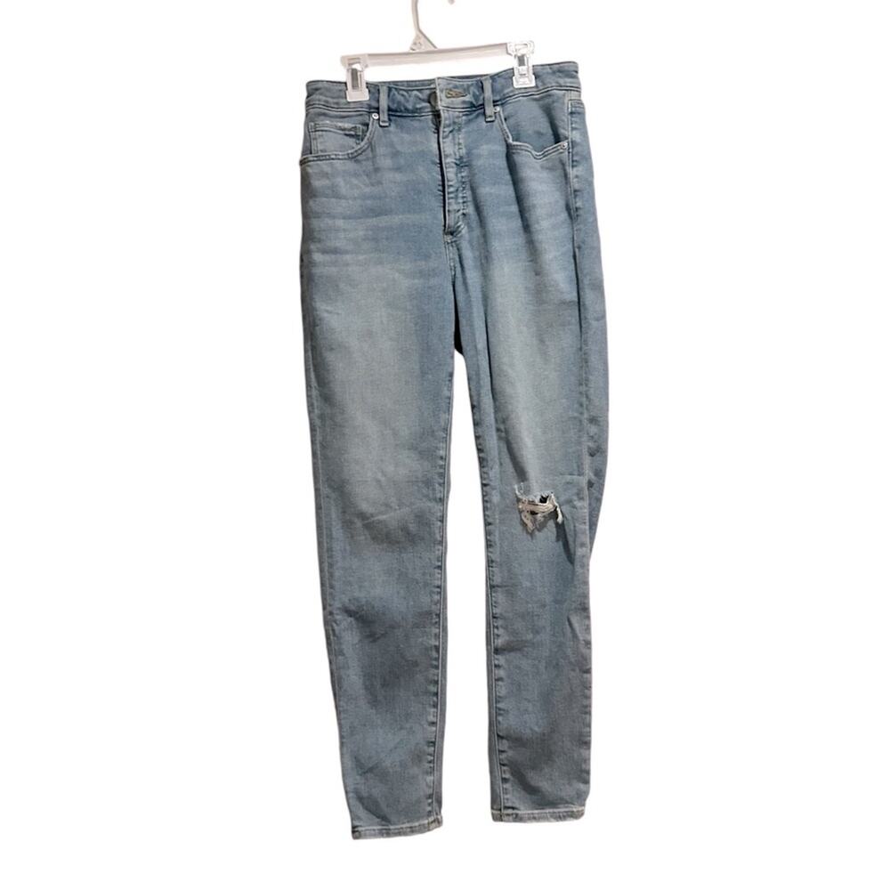 LOFT Curvy High Waist Skinny Jeans Blue Distressed NWT Size 6/28 6 28